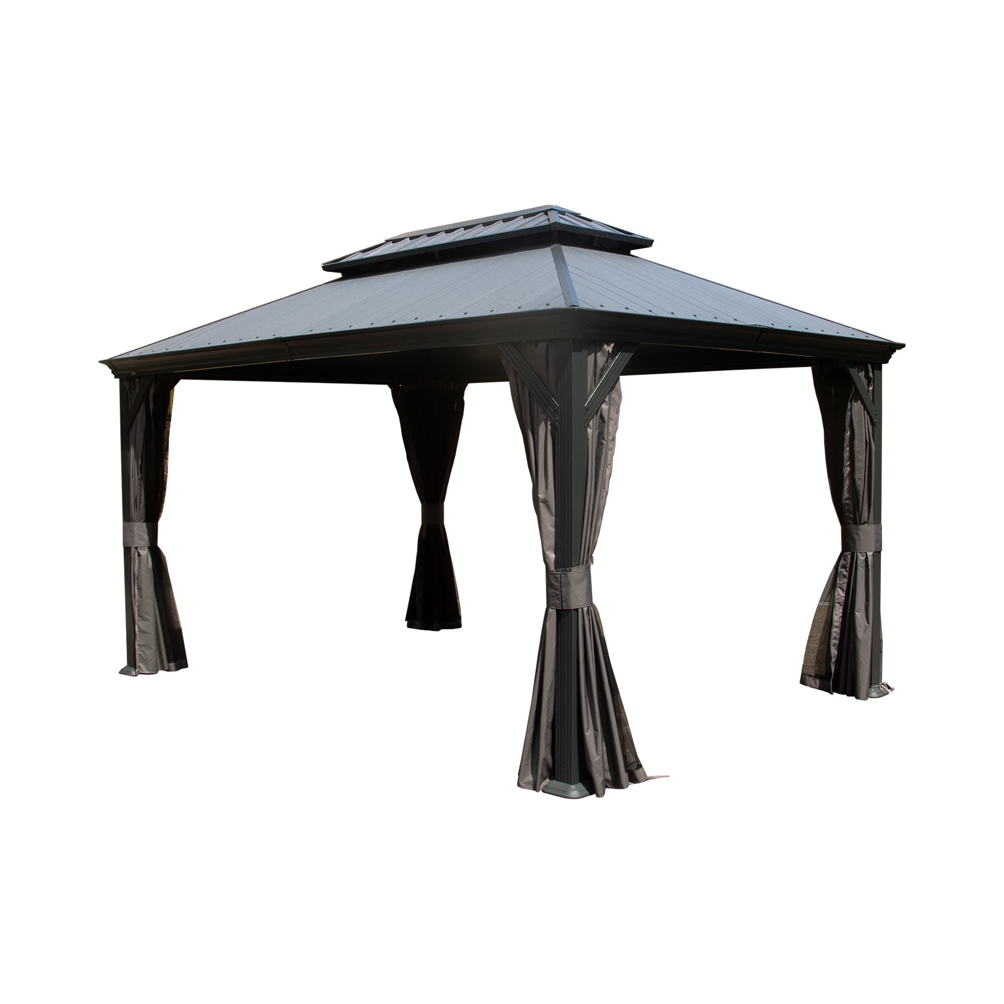 12'x16' Hardtop Gazebo with Resin Roof and Drainage Gutters