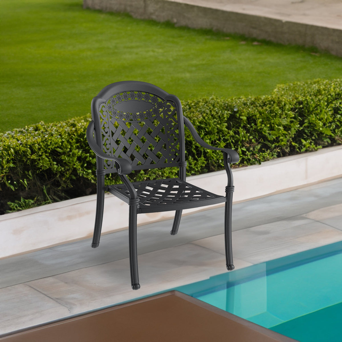 (Cushions In Random Colors)5-Piece Set Of Cast Aluminum Patio Furniture With Cushions