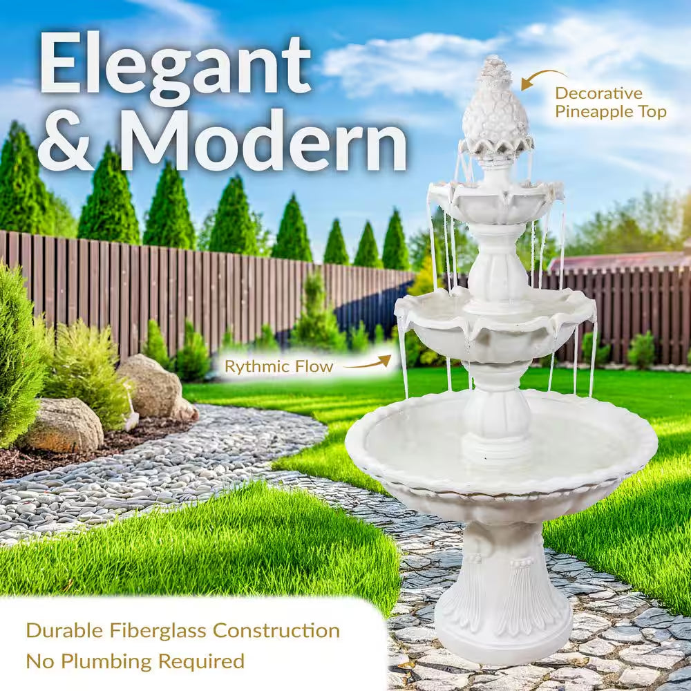 59 In. 3-Tier Welcome Outdoor Water Fountain