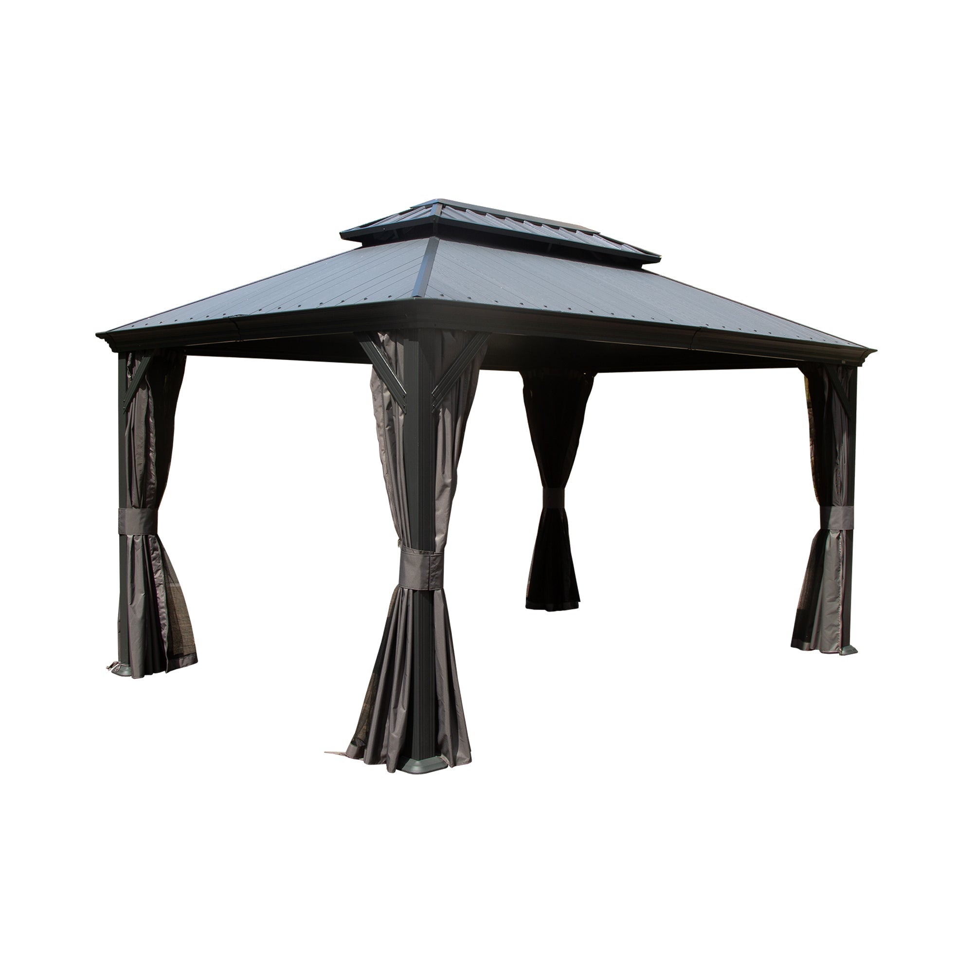 12'x16' Hardtop Gazebo with Resin Roof and Drainage Gutters
