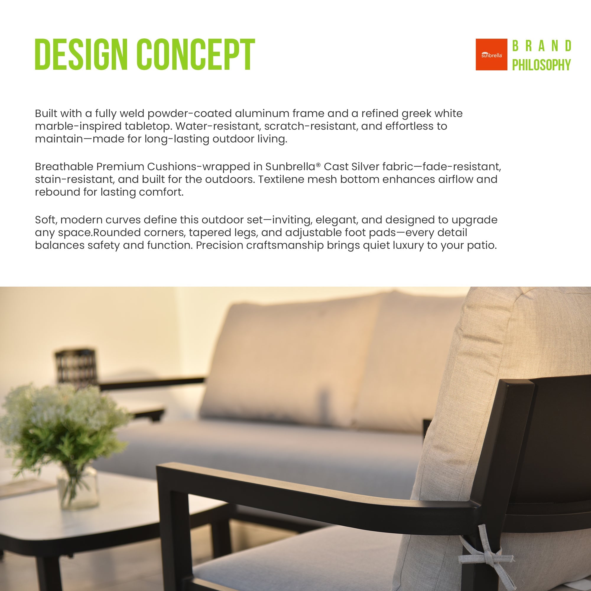 Modern Outdoor Fully Weld Bench Seat Sofa in Ember