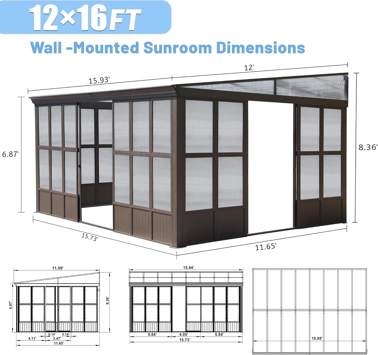12x16FT All Season Sunroom Gazebo