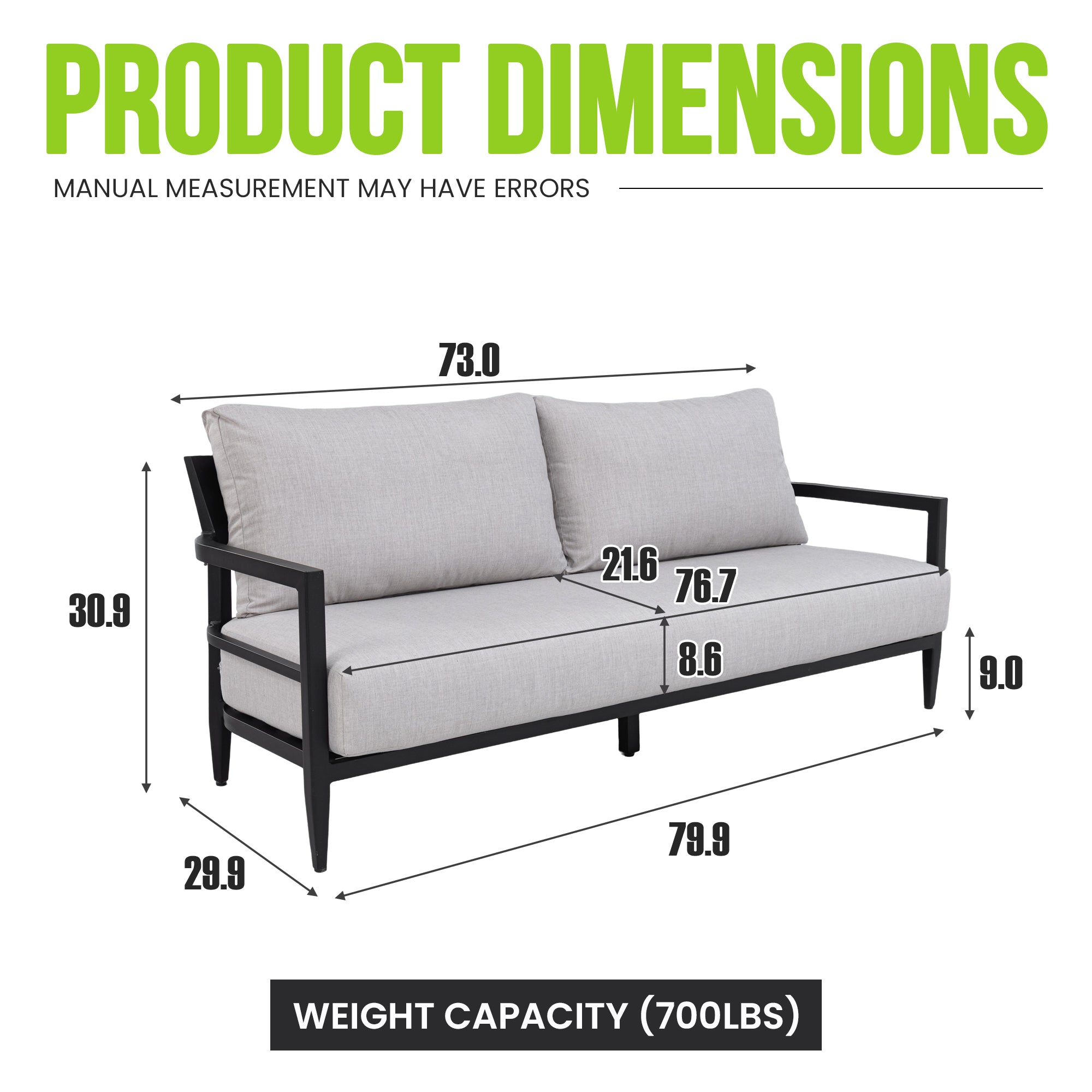 Modern Outdoor Fully Weld Bench Seat Sofa in Ember