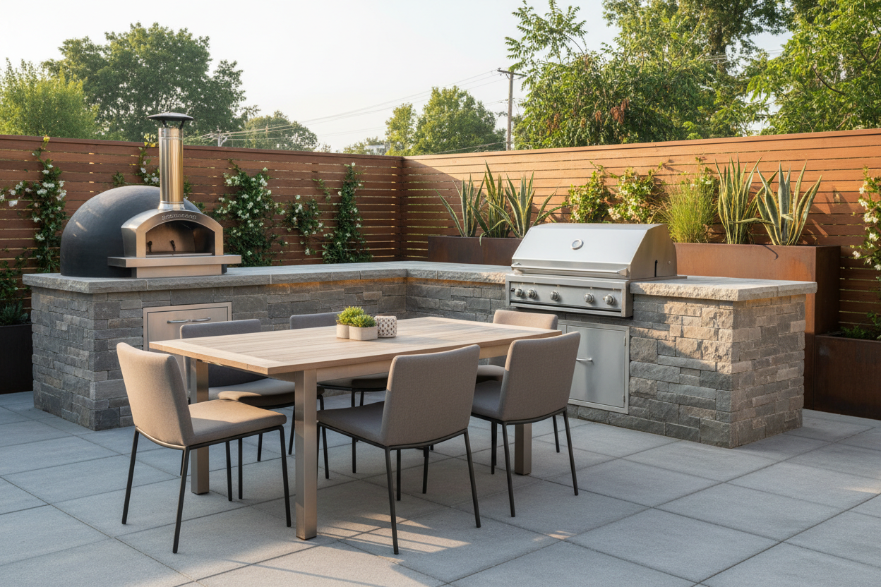 High-End Outdoor Kitchen & Dining Scene