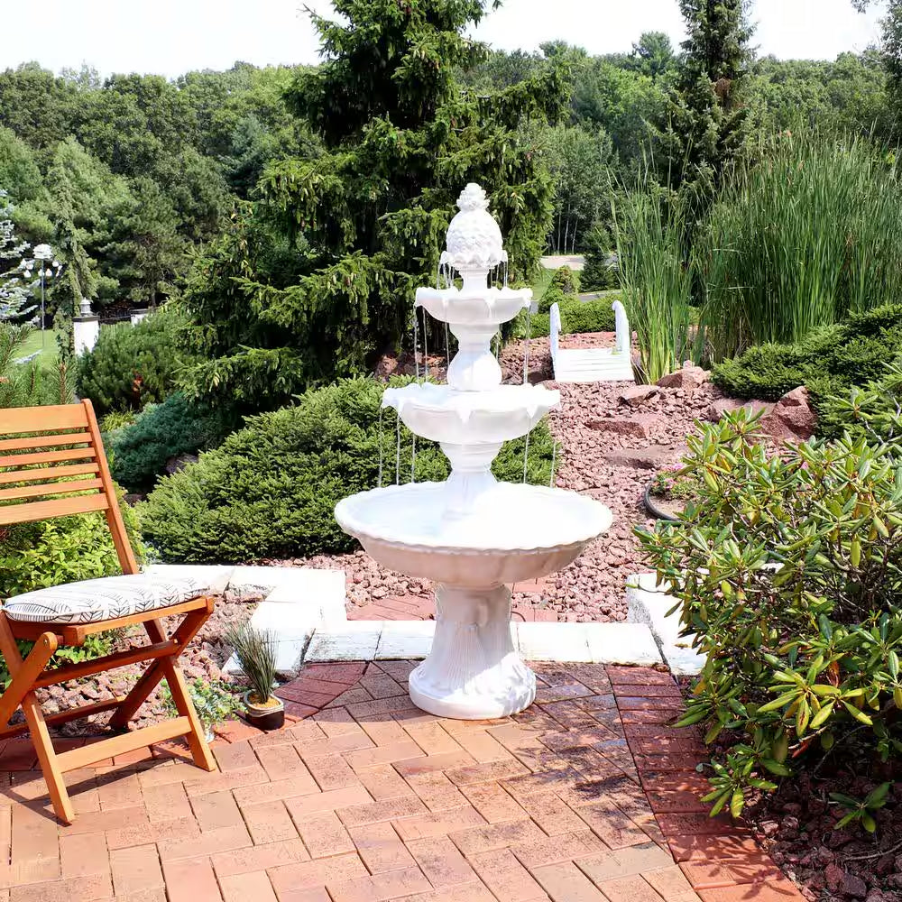 59 In. 3-Tier Welcome Outdoor Water Fountain