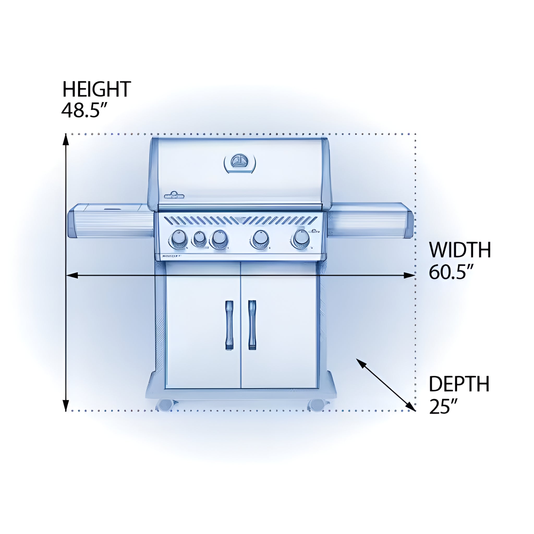 Rogue 4-Burner Propane Gas Grill in Stainless Steel with Infrared Rear and Side Burners