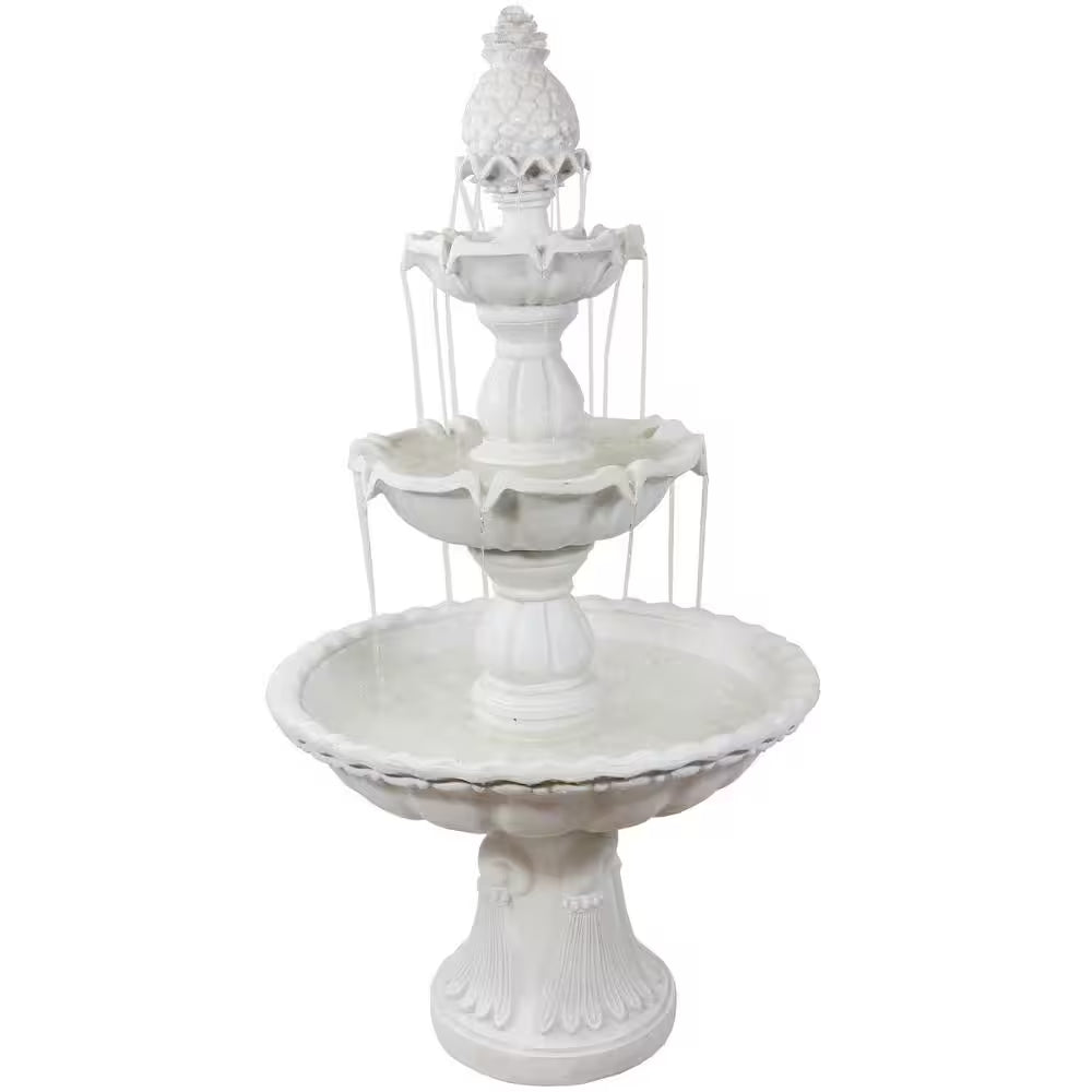 59 In. 3-Tier Welcome Outdoor Water Fountain
