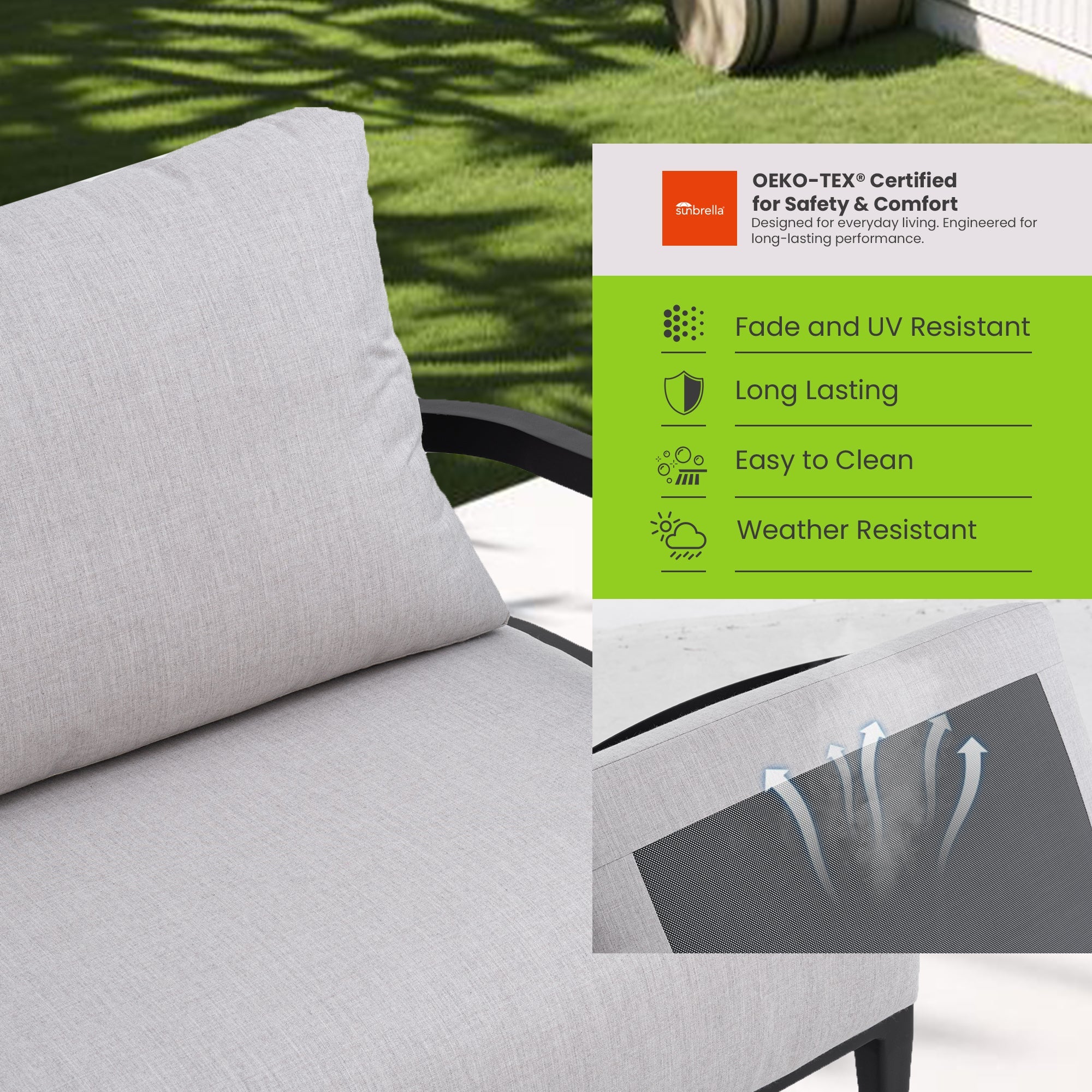Modern Outdoor Fully Weld Bench Seat Sofa in Ember