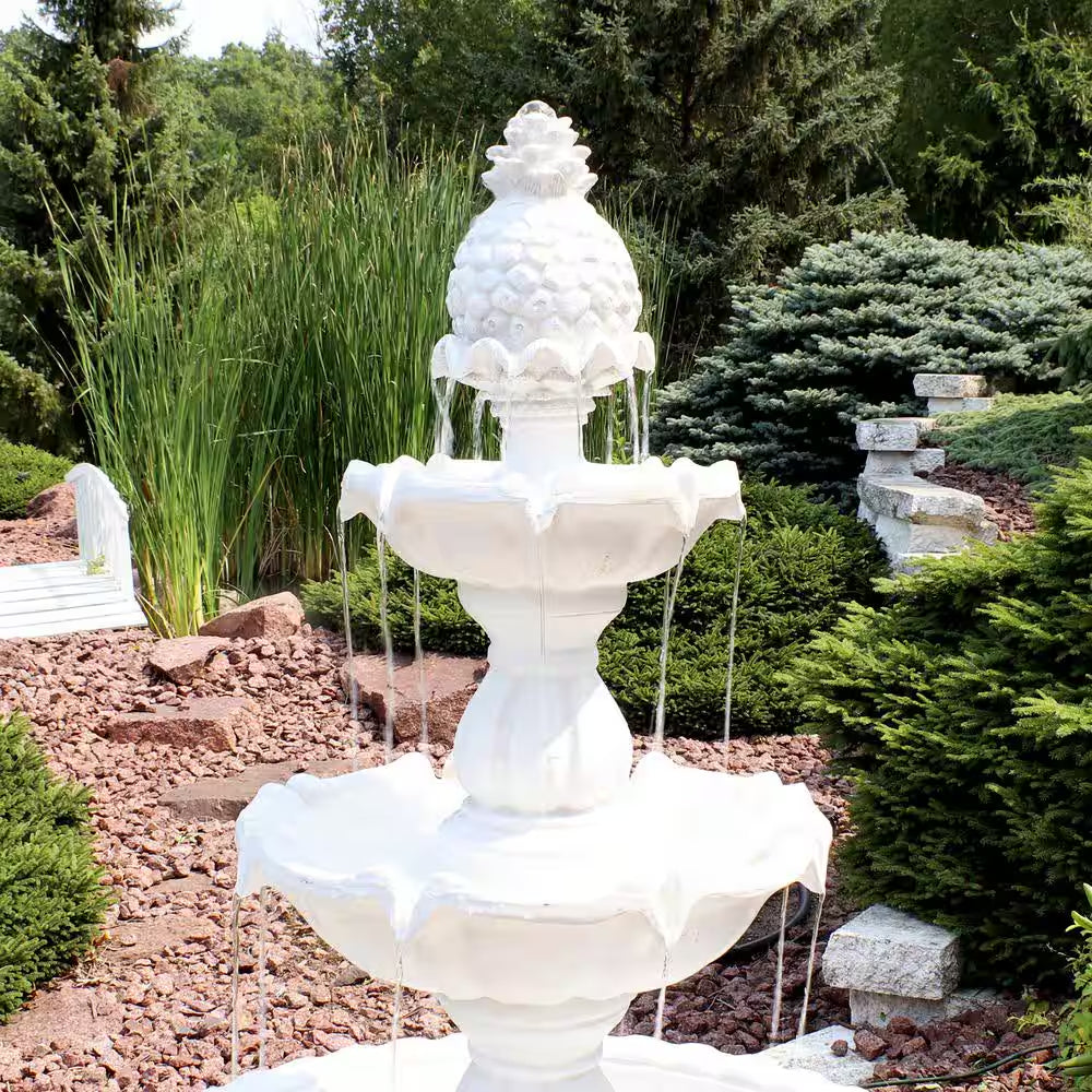 59 In. 3-Tier Welcome Outdoor Water Fountain