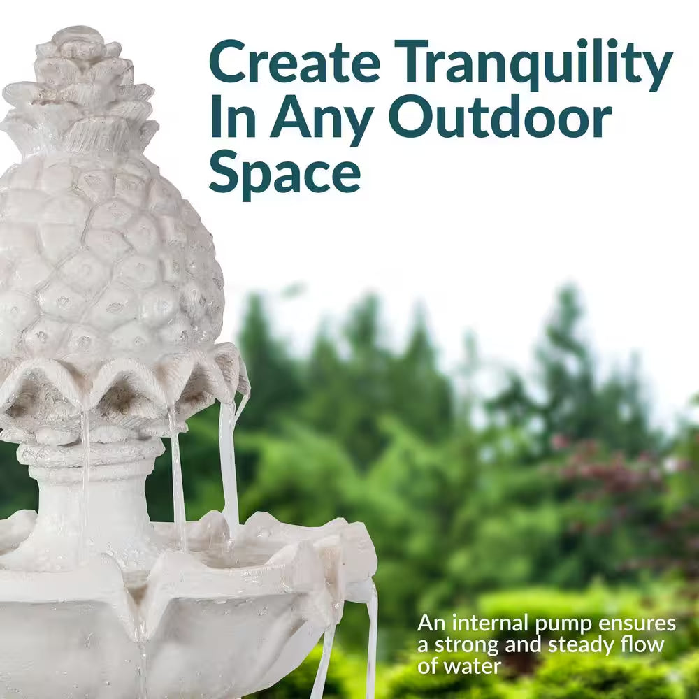 59 In. 3-Tier Welcome Outdoor Water Fountain