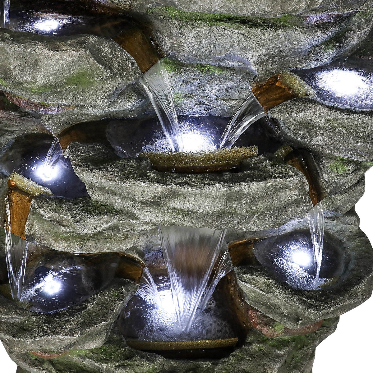 Resin Cliffside Rock Large Outdoor Water Fountain with LED