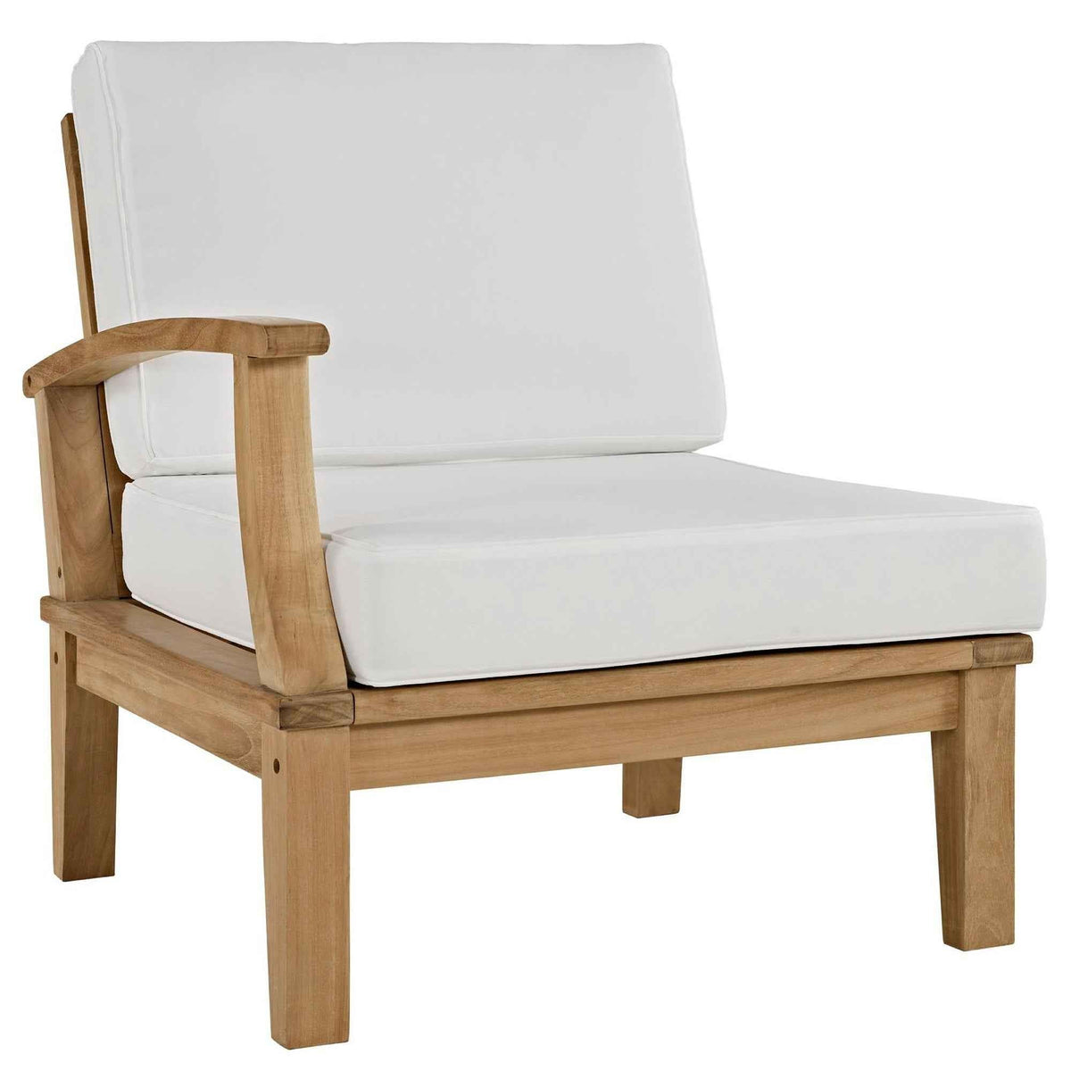 Modway Marina Outdoor Teak Patio Set with White Cushions – 10-Piece Collection by Patio Elegance