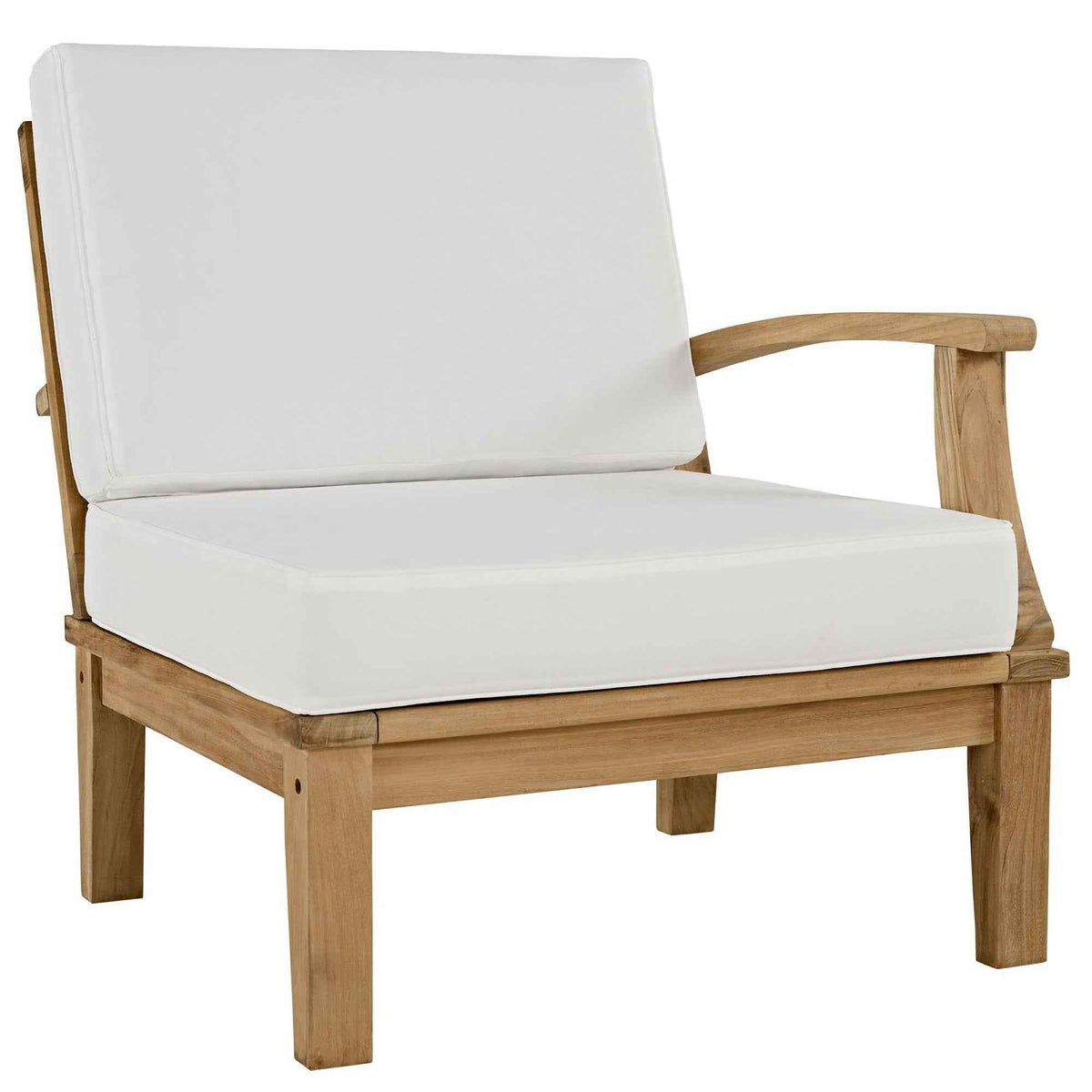 Modway Marina Outdoor Teak Patio Set with White Cushions – 10-Piece Collection by Patio Elegance