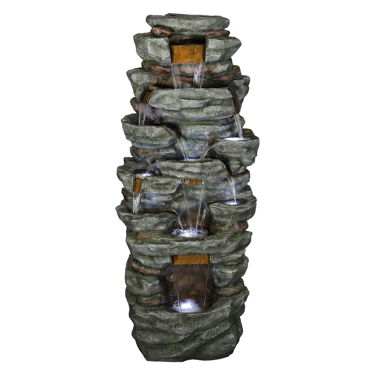 Resin Cliffside Rock Large Outdoor Water Fountain with LED