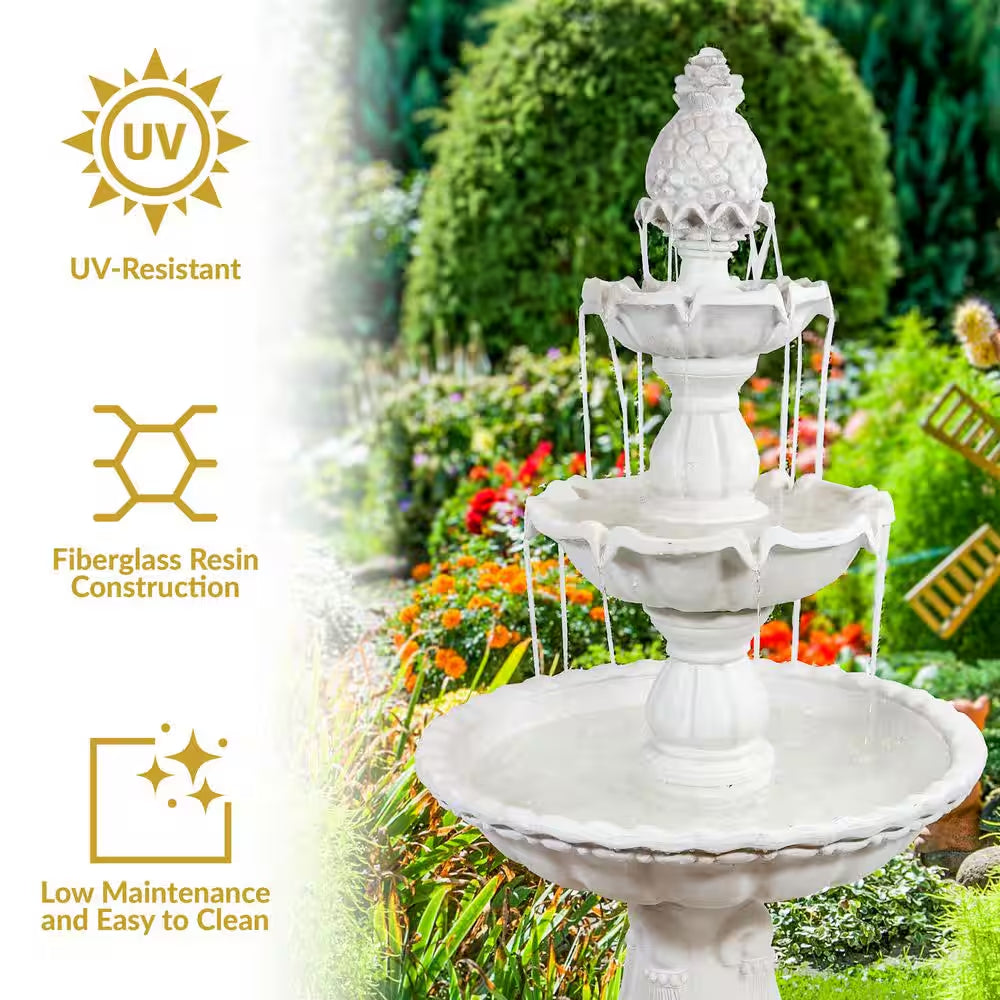59 In. 3-Tier Welcome Outdoor Water Fountain