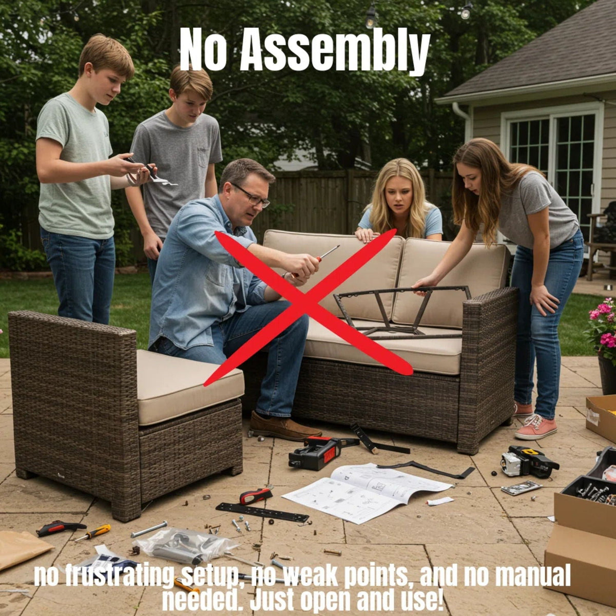 Comfortable Modern Patio Rattan Sectional Set With Cushions